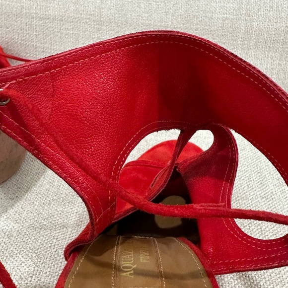Aquazzura Red Stiletto Heels with Lace-Up Design size 37 made in Italy - Picture 14 of 14
